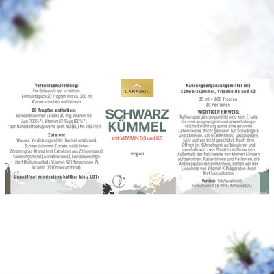 Schwarzkümmel mit Vitamin D3 und K2