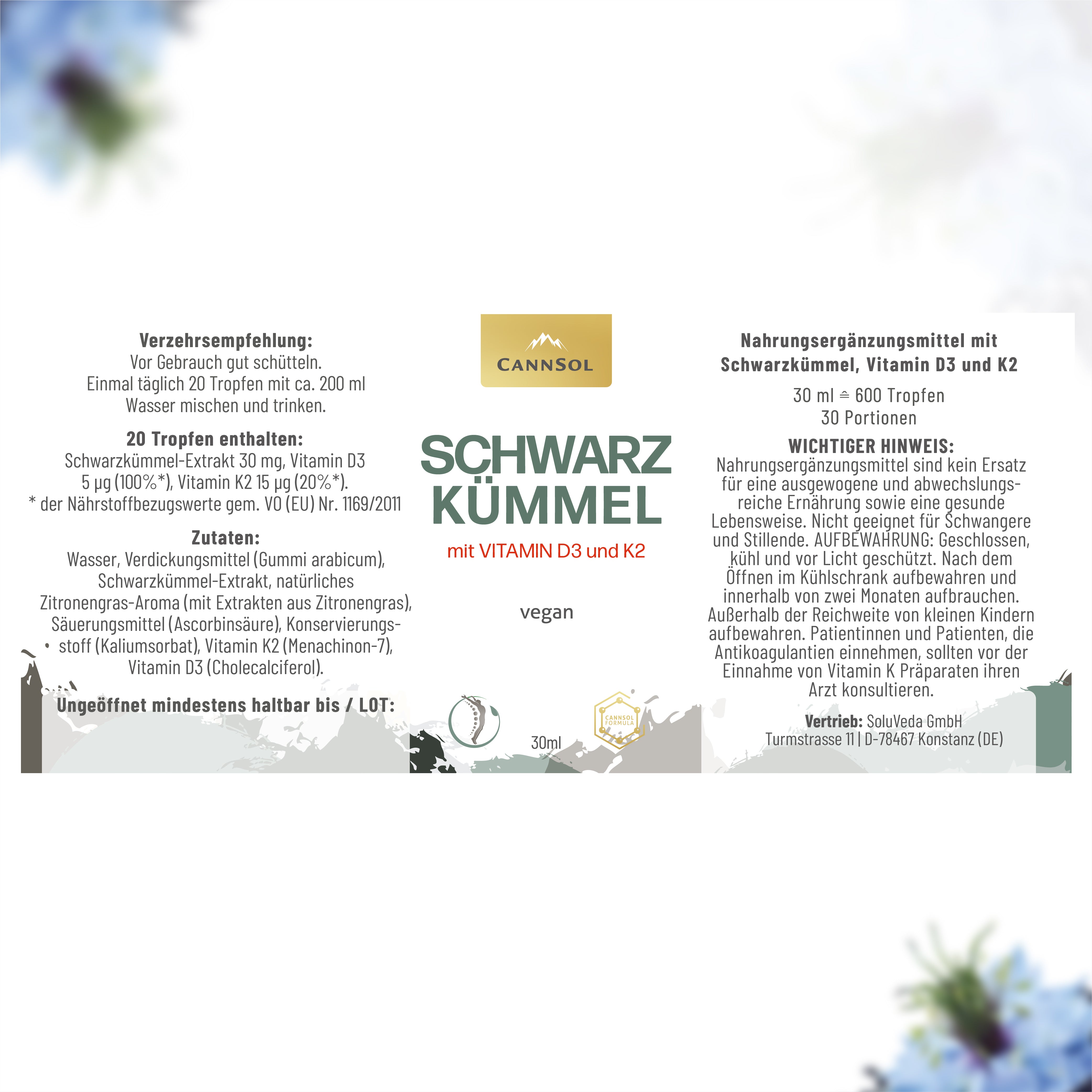 Schwarzkümmel mit Vitamin D3 und K2