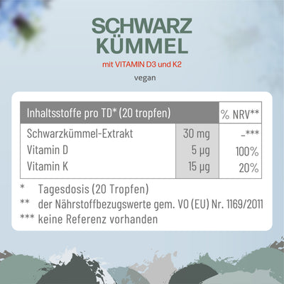 Schwarzkümmel mit Vitamin D3 und K2