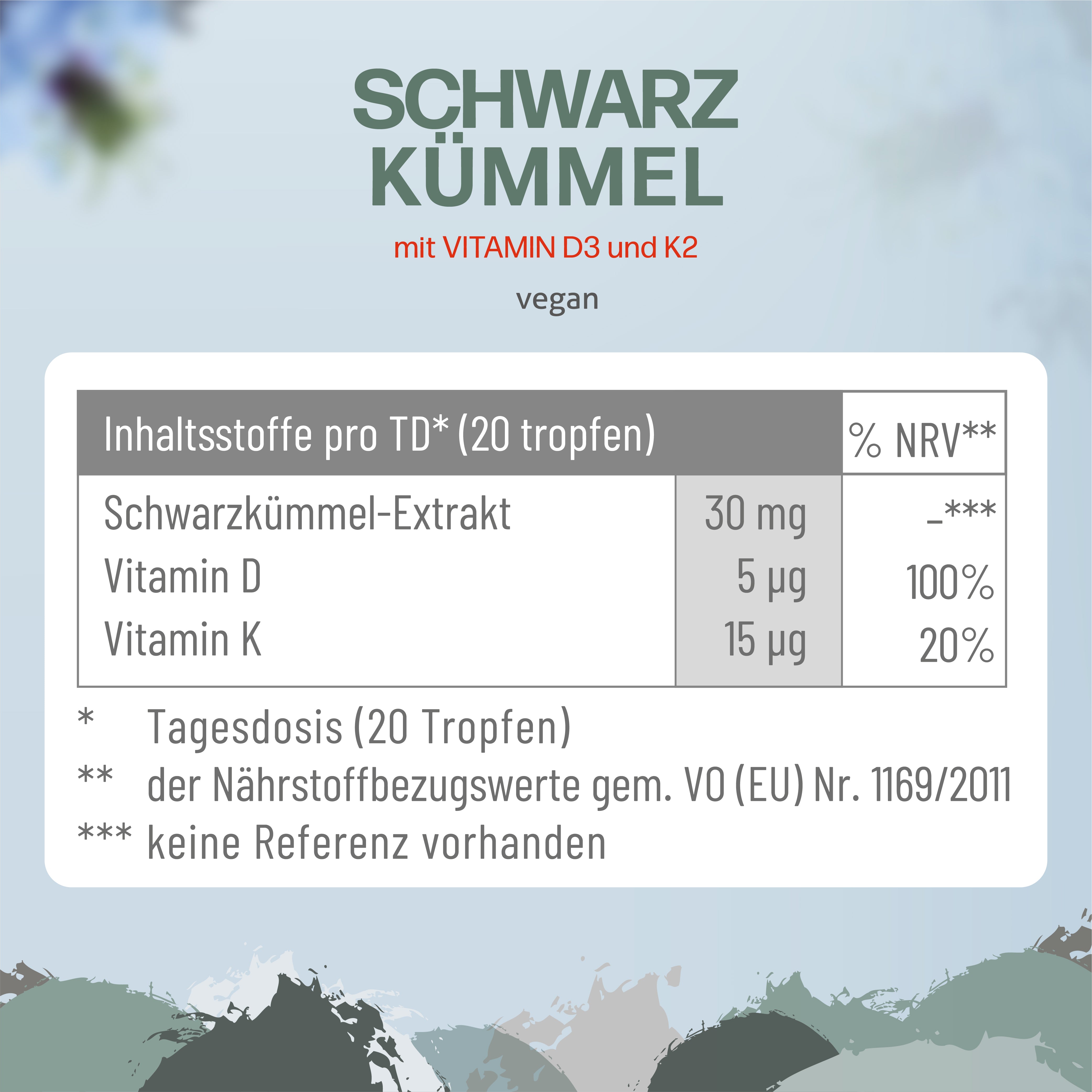 Schwarzkümmel mit Vitamin D3 und K2